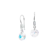 JOYAS MONTERO - Aros Punto De Luz Circon Plata 925 y Cristales Genuinos Aurora Boreal