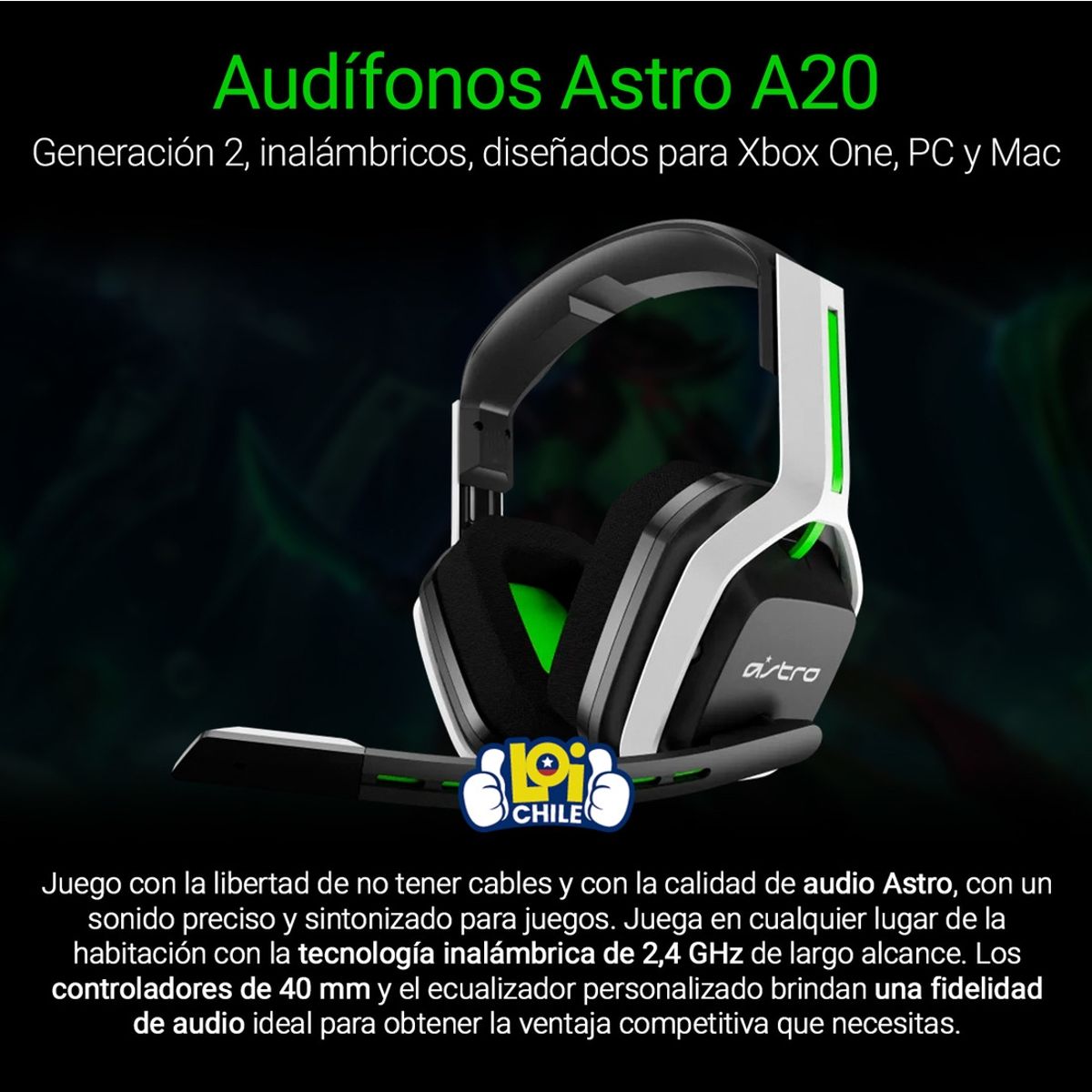 LOGITECH - Audífonos Gamer Astro A20 Inalambricos Para Xbox1 PC ASTRO