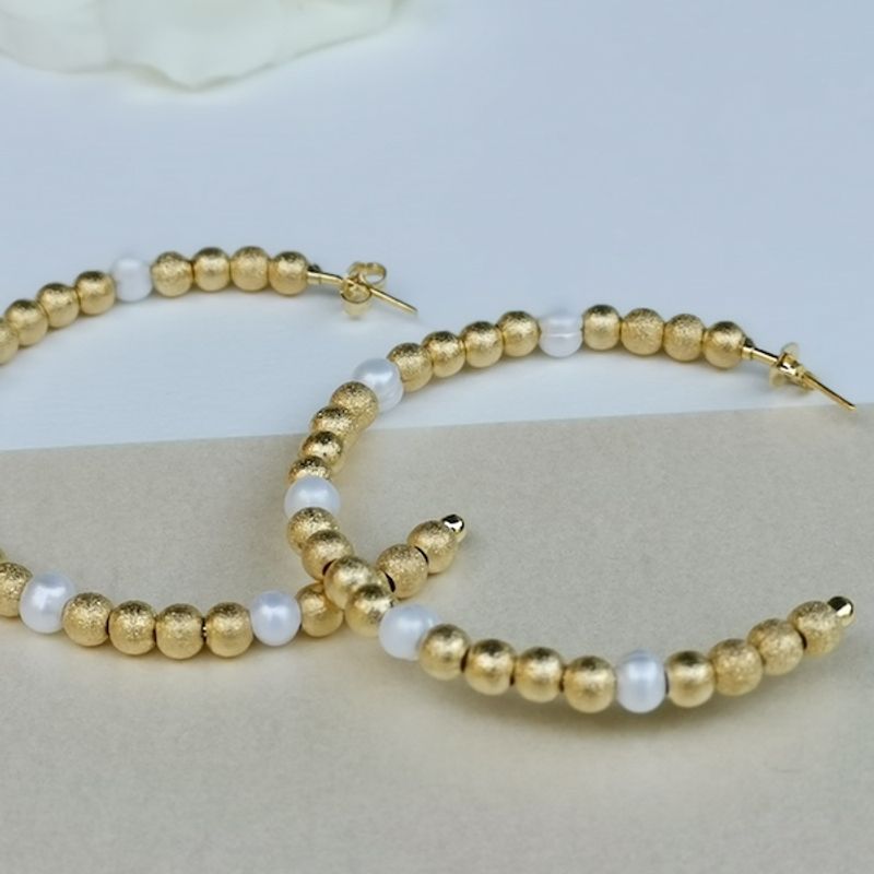 BE YOU - Aros bañados oro 18 kt y perlas
