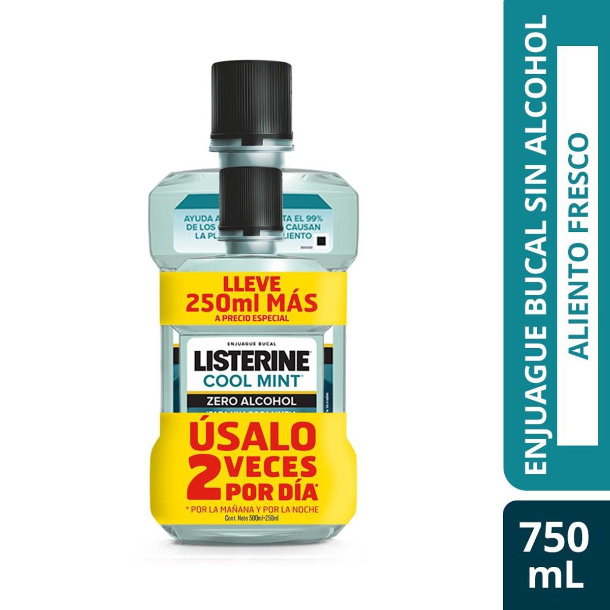 LISTERINE - Enjuague Bucal LISTERINE Cool Mint Zero Alcohol 500 + 250 ml