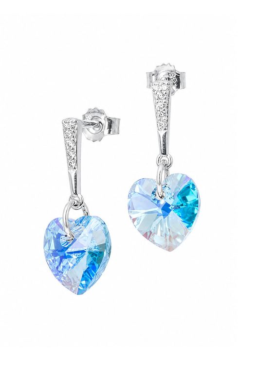 Aros Romance Plata 925 creado con cristales de Swarovski Aquamarine Azul TALLA UNICA