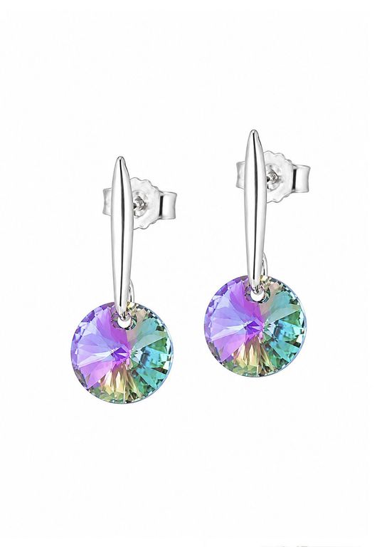 Aros Punto de Luz Plata 925 creado con cristales de Swarovski Paradise Shine Verde TALLA UNICA