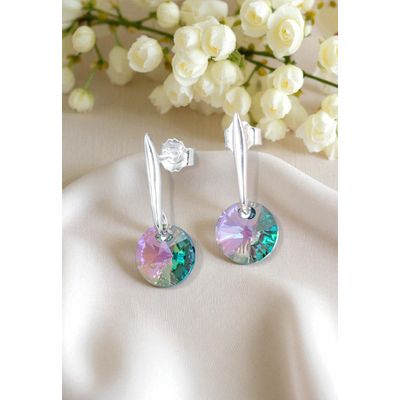 Imagen 2 del producto Aros Punto de Luz Plata 925 creado con cristales de Swarovski® Paradise Shine