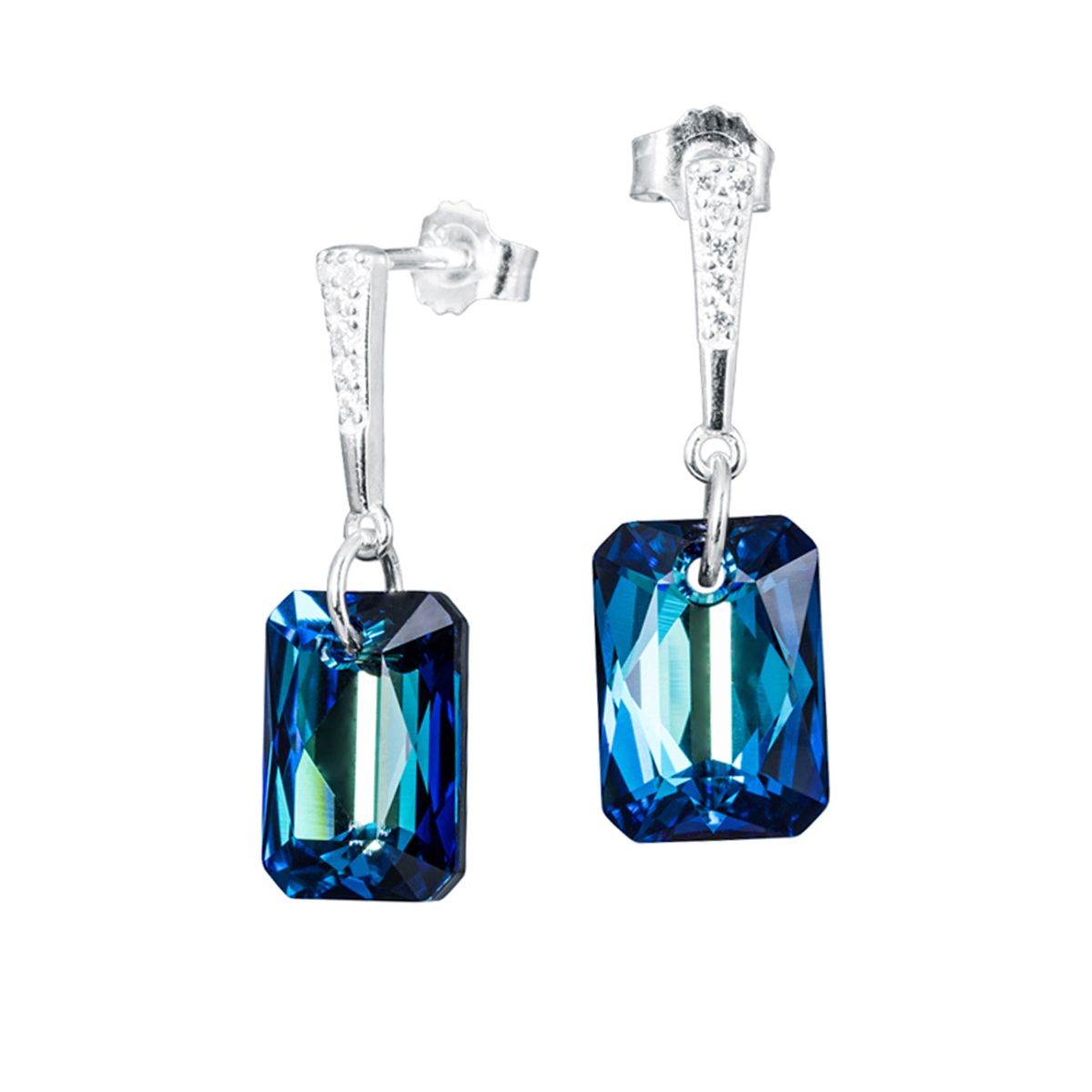 JOYAS MONTERO - Aros Estefania Plata 925 creado con cristales de Swarovski® Bermuda Blue