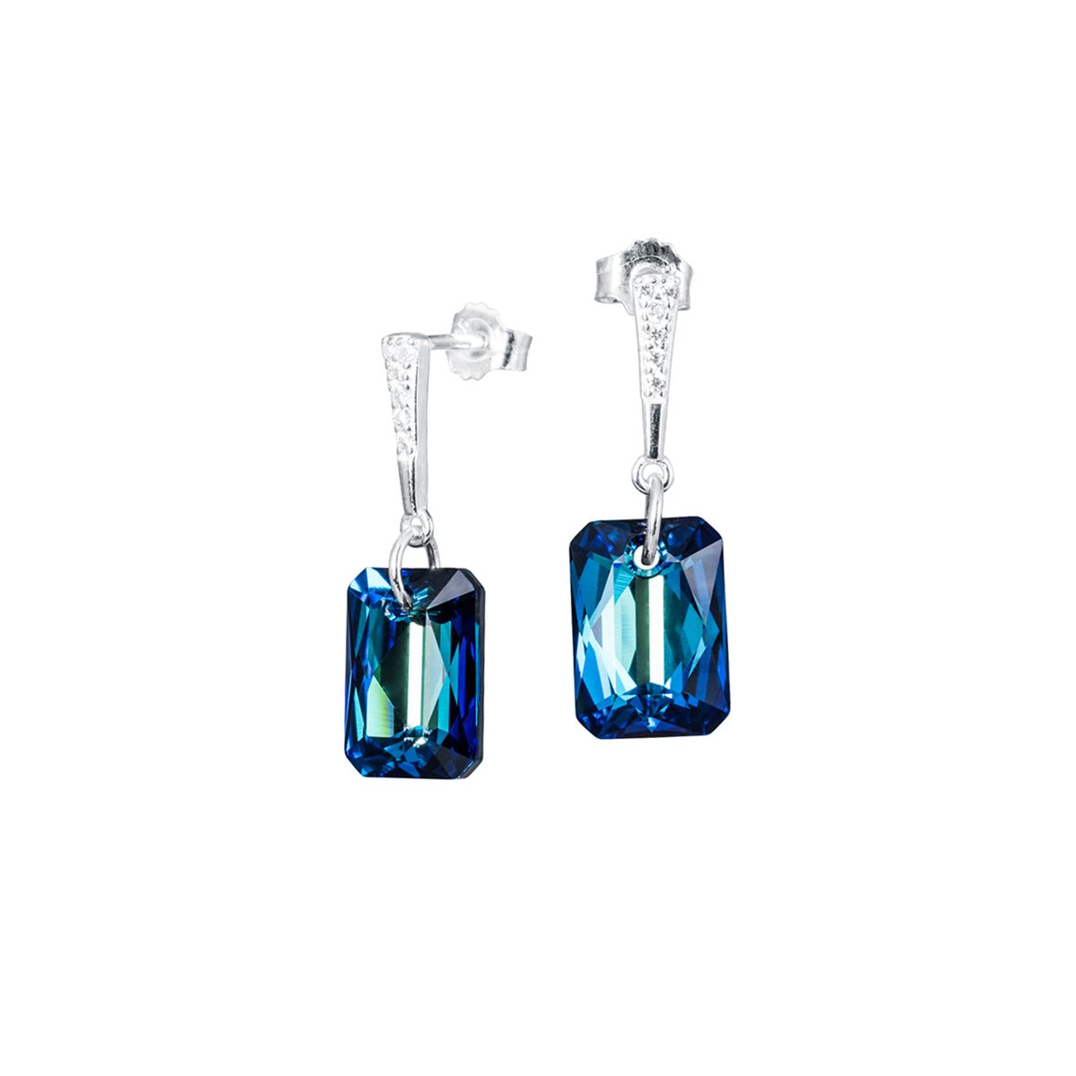 JOYAS MONTERO - Aros Estefania Plata 925 creado con cristales de Swarovski® Bermuda Blue