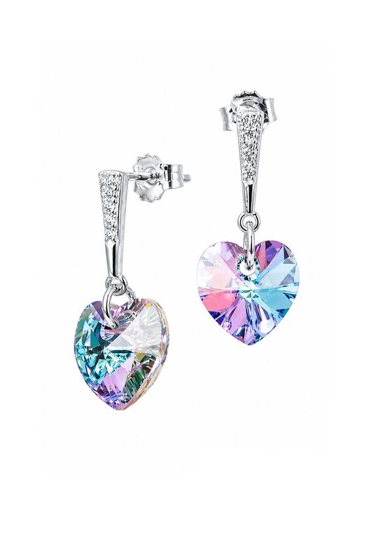 Aros Romance Plata 925 creado cristales de Swarovski Vitral Light Violeta TALLA UNICA