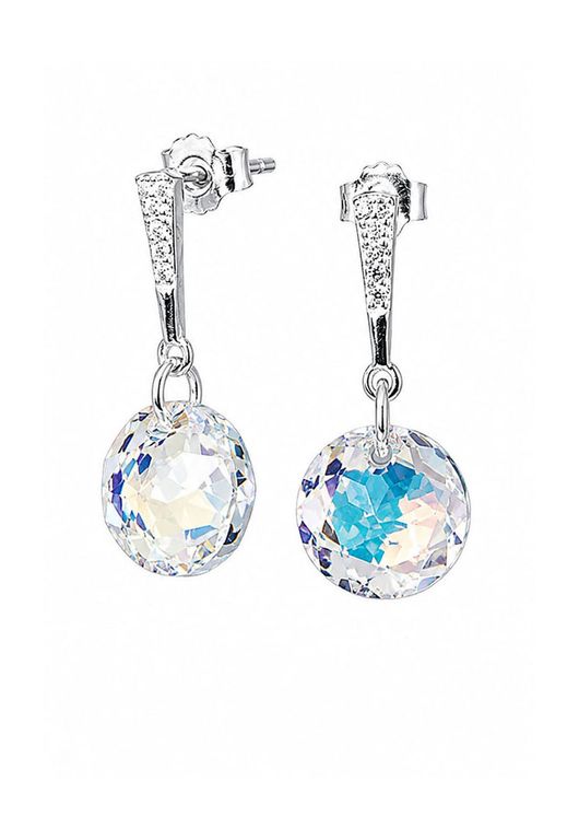 Aros Gracia Plata 925 creado con cristales de Swarovski Aurora Boreal Blanco TALLA UNICA