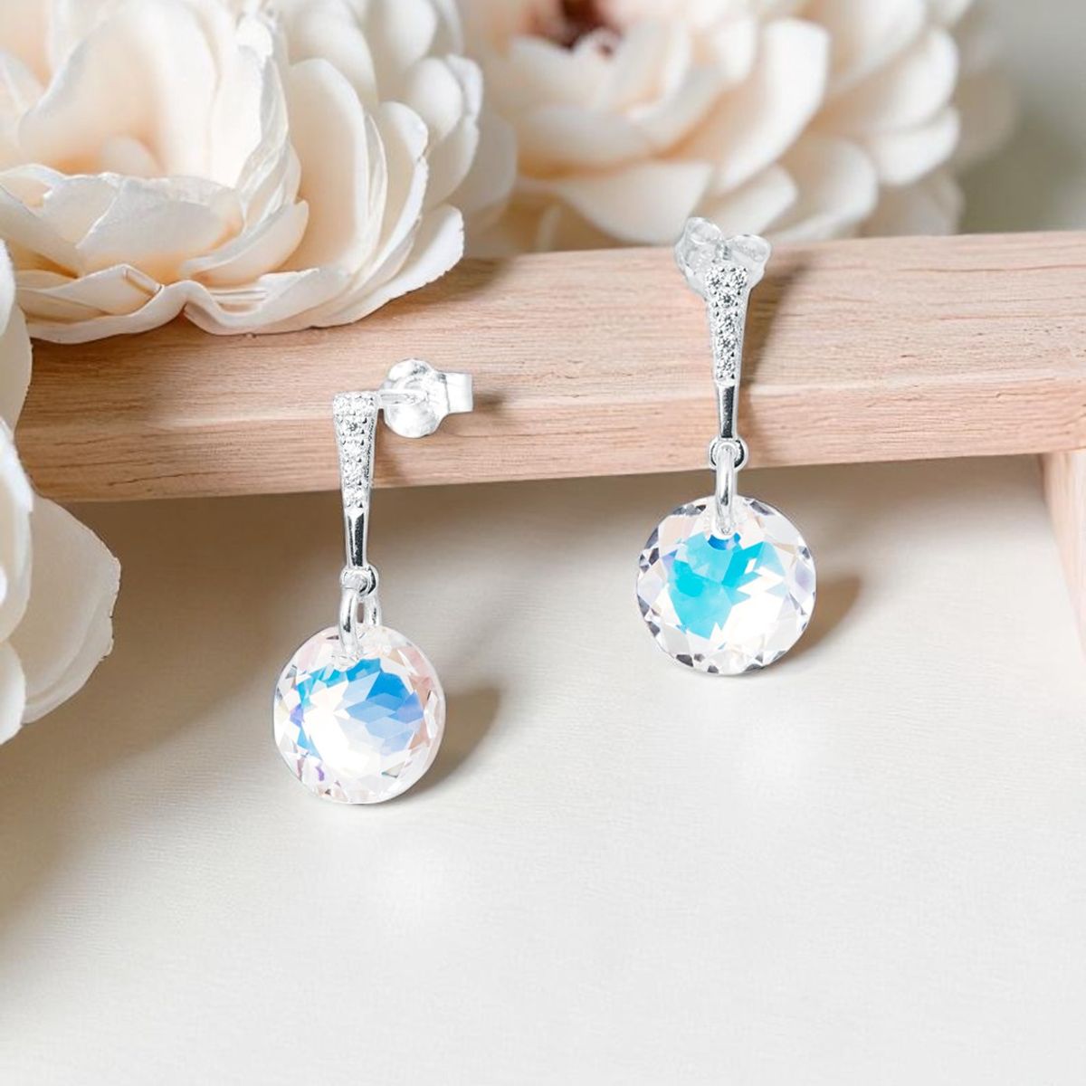 JOYAS MONTERO - Aros Gracia Plata 925 creado con cristales de Swarovski® Aurora Boreal