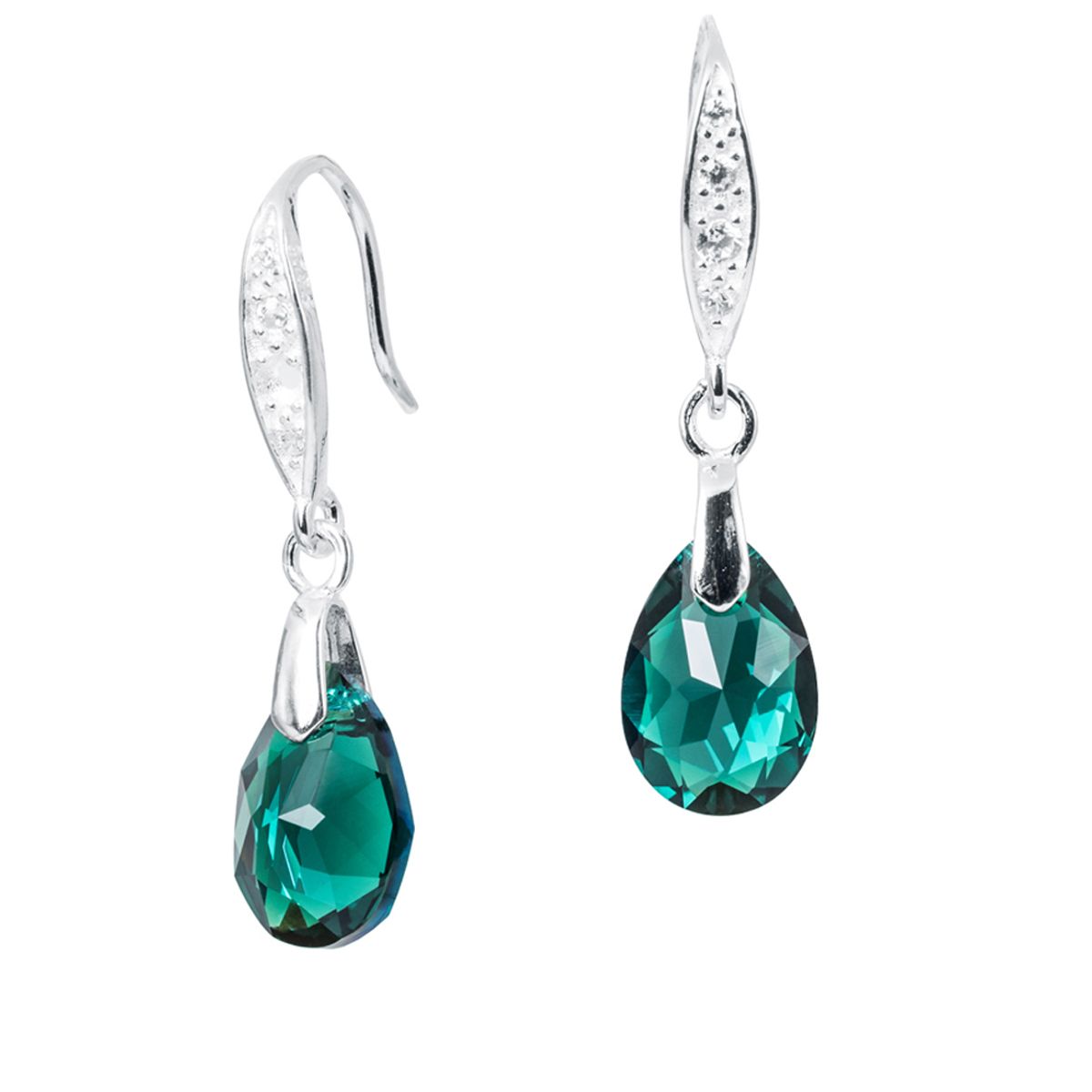JOYAS MONTERO - Aros Gota De Luz Plata 925  creado con cristales de Swarovski® Emerald