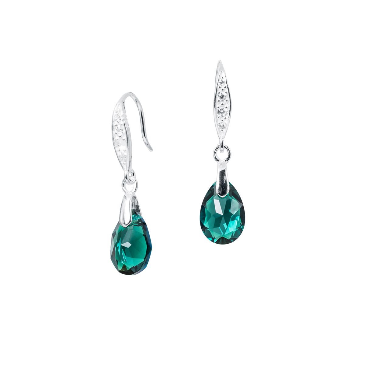 JOYAS MONTERO - Aros Gota De Luz Plata 925  creado con cristales de Swarovski® Emerald