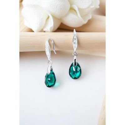 Imagen 2 del producto Aros Gota De Luz Plata 925 creado con cristales de Swarovski® Emerald