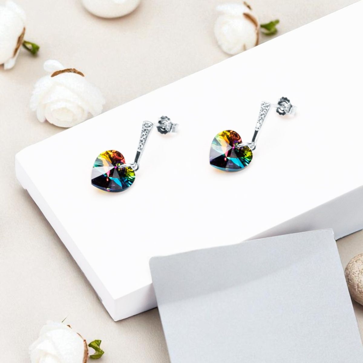 JOYAS MONTERO - Aros Romance Plata 925 creado con cristales de Swarovski® Vitral Medium