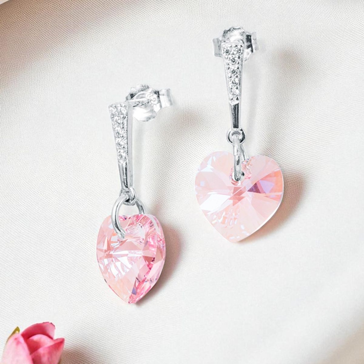 JOYAS MONTERO - Aros Romance Plata 925 creado cristales de Swarovski® Rose