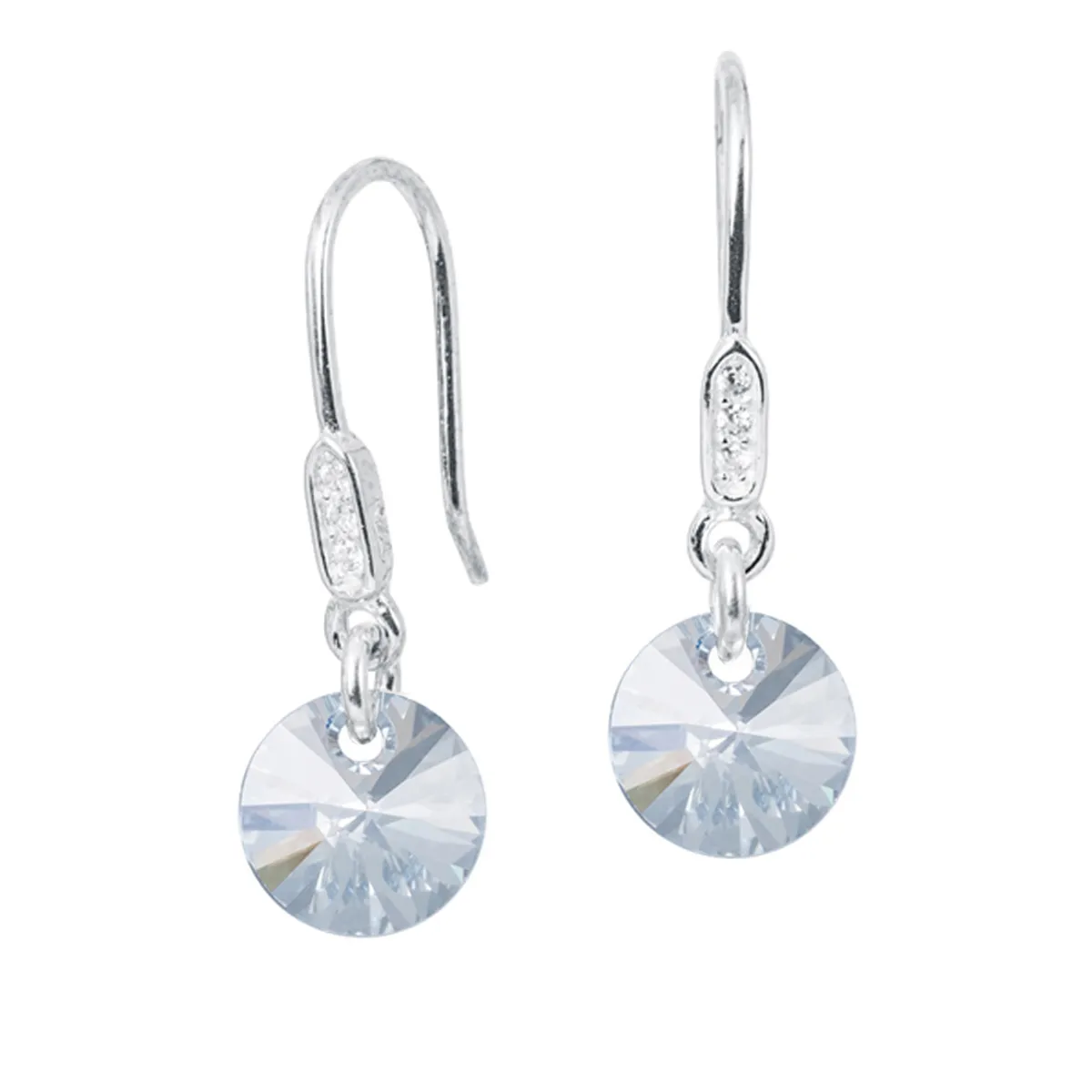 JOYAS MONTERO - Aros Punto De Luz Circon Plata 925 creado con cristales de Swarovski®  Blue Shade