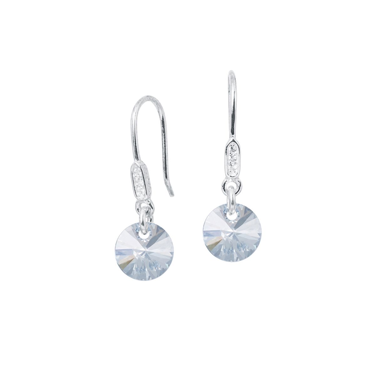 JOYAS MONTERO - Aros Punto De Luz Circon Plata 925 creado con cristales de Swarovski®  Blue Shade