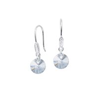 Aros Punto De Luz Circon Plata 925 creado con cristales de Swarovski® Blue Shade