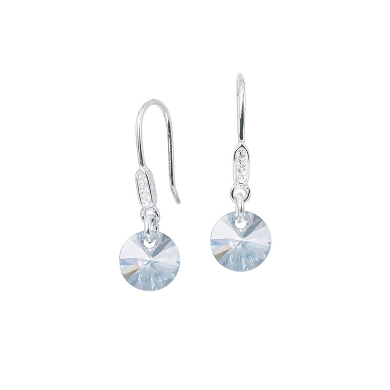 JOYAS MONTERO - Aros Punto De Luz Circon Plata 925 Cristales Genuinos  Blue Shade