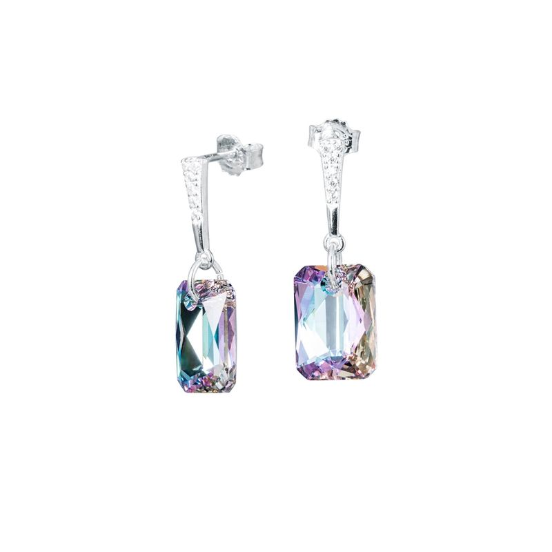 JOYAS MONTERO - Aros Estefanía Plata Italiana 925 y Cristal Genuino Vitral Light