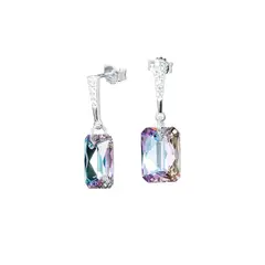 JOYAS MONTERO - Aros Estefanía Plata Italiana 925 y Cristal Genuino Vitral Light