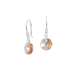 JOYAS MONTERO - Aros Punto De Luz Circon Plata 925 y Cristal Genuino Golden Shadow