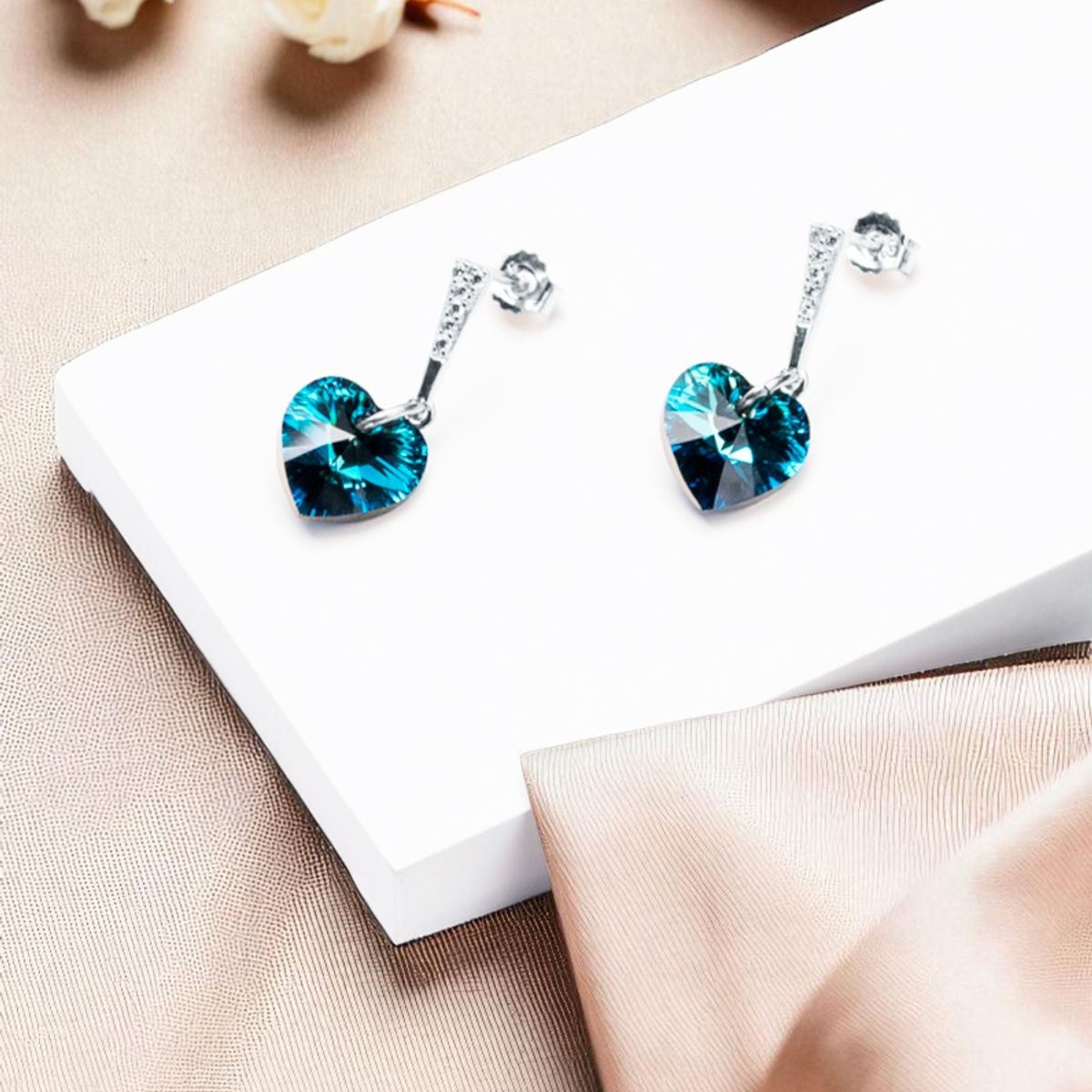 JOYAS MONTERO - Aros Romance Plata 925 creado cristales de Swarovski® Bermuda Blue