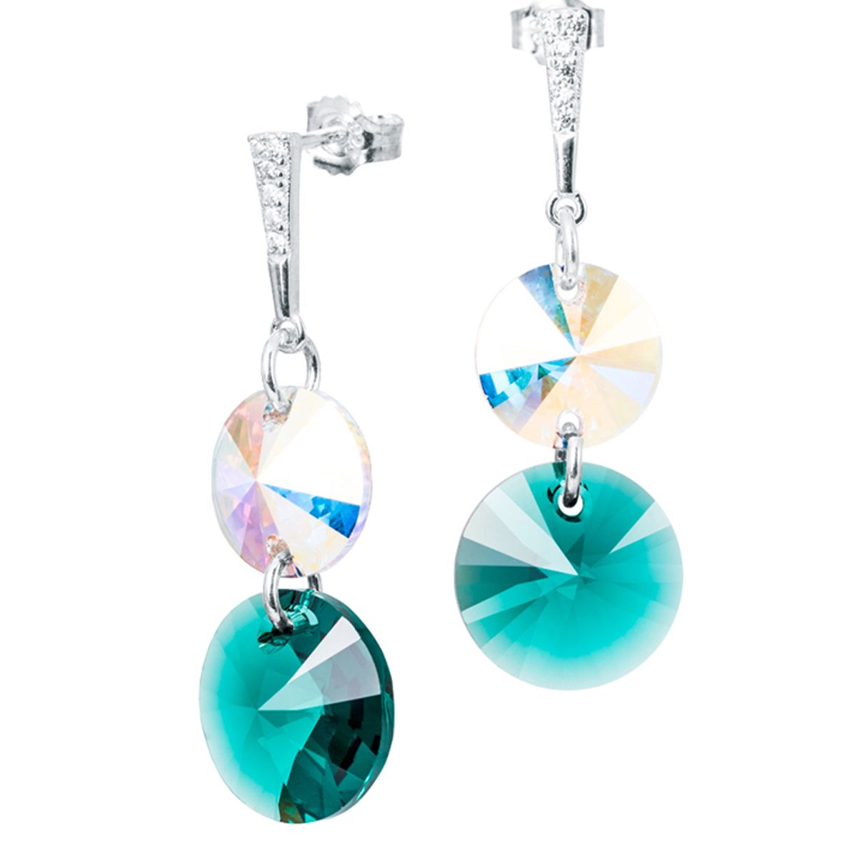 JOYAS MONTERO - Aros Lourdes Plata 925 creado con cristales de Swarovski® Emerald