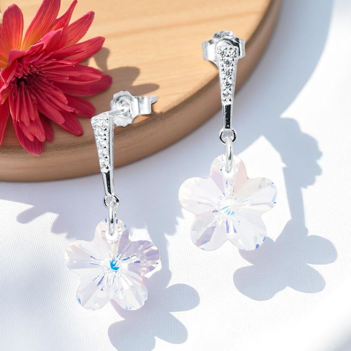 JOYAS MONTERO - Aros Florencia Plata 925 creado con cristales de Swarovski® Aurora Boreal