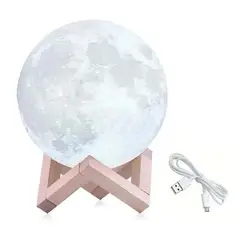 MOVILLANO - Lampara Tactil Forma De Luna Led 15 Cm Colores Rgb Con Usb