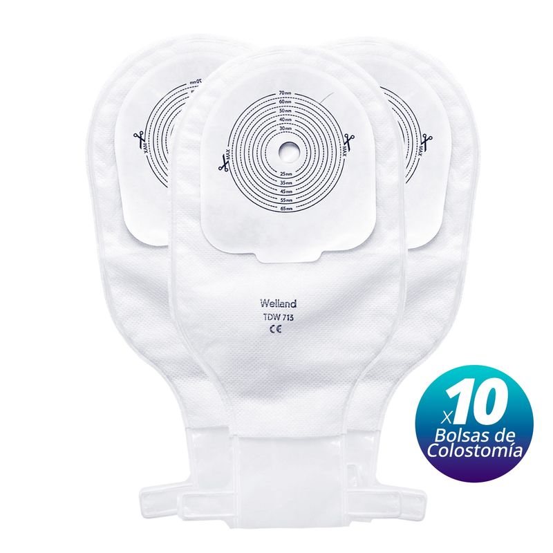 WELLAND MEDICAL - Bolsas De Colostomía Transparente con Filtro Olor y Gases x10