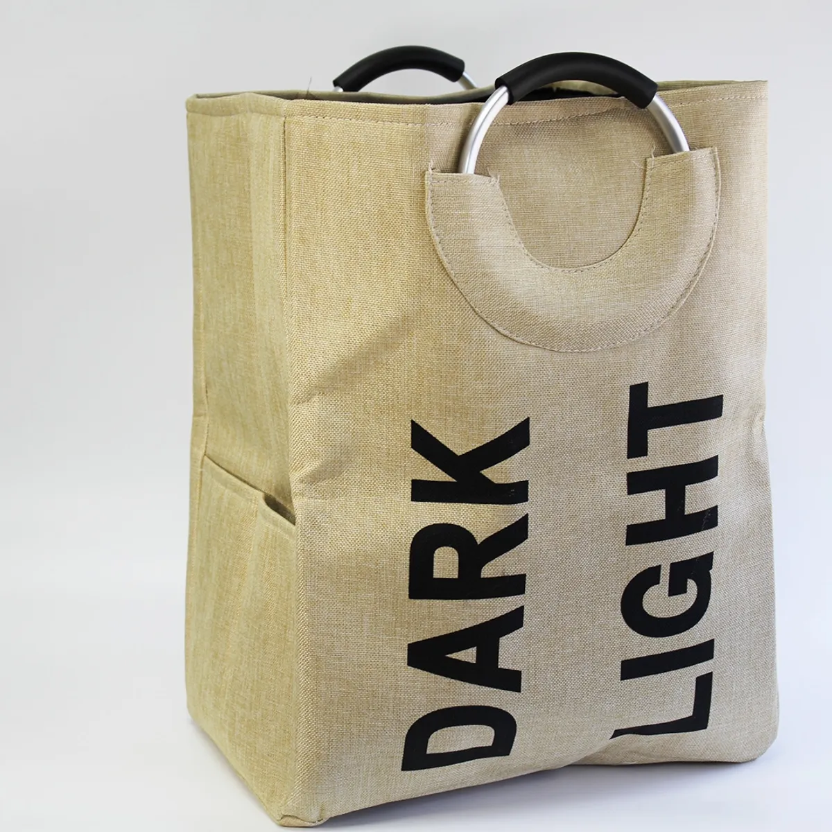 NEWTREE - Cesta de Ropa con Asas de Metal Doble Compartimiento Limpio Sucio