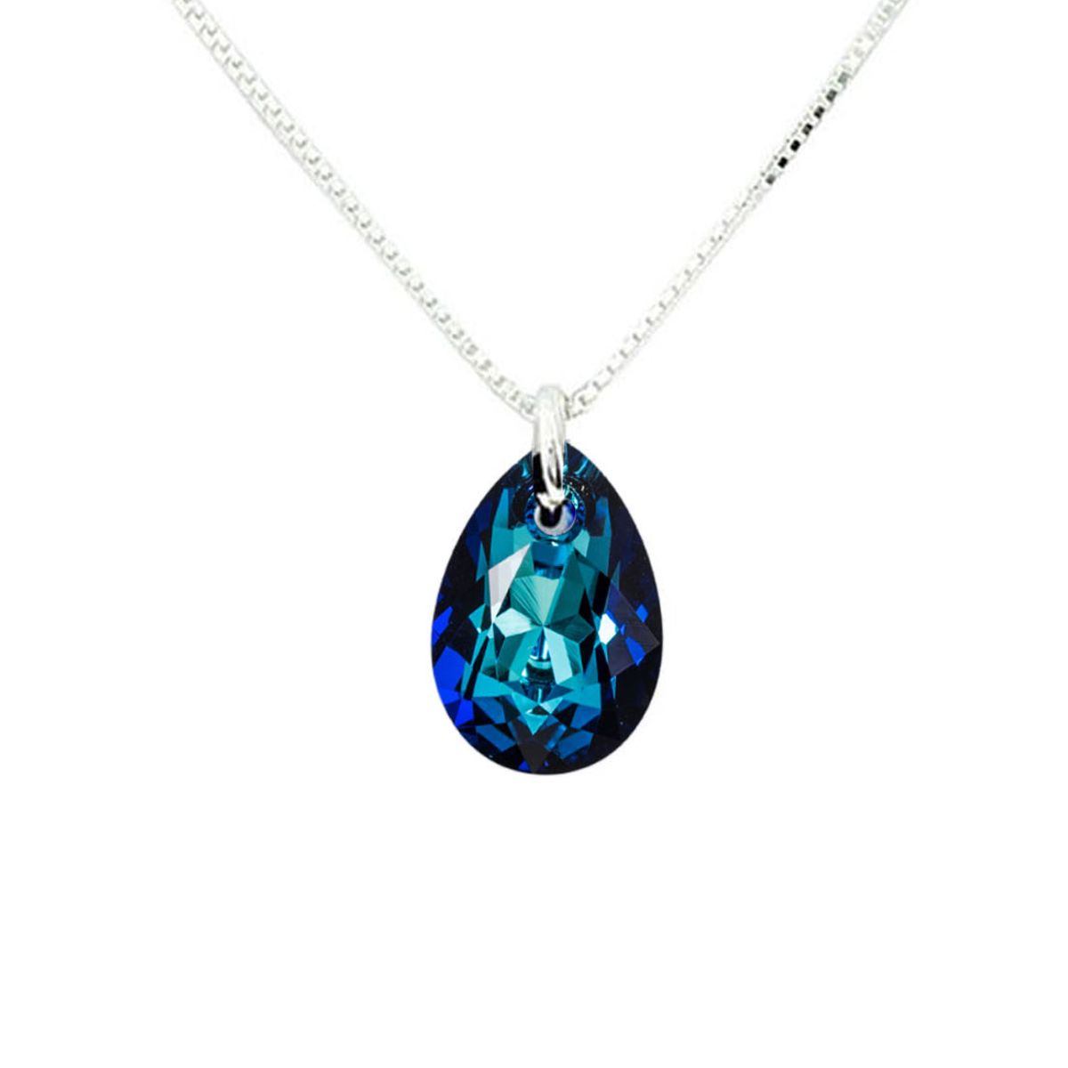 JOYAS MONTERO - Collar Gota de Luz Plata 925 creado con cristales de Swarovski® Bermuda Blue