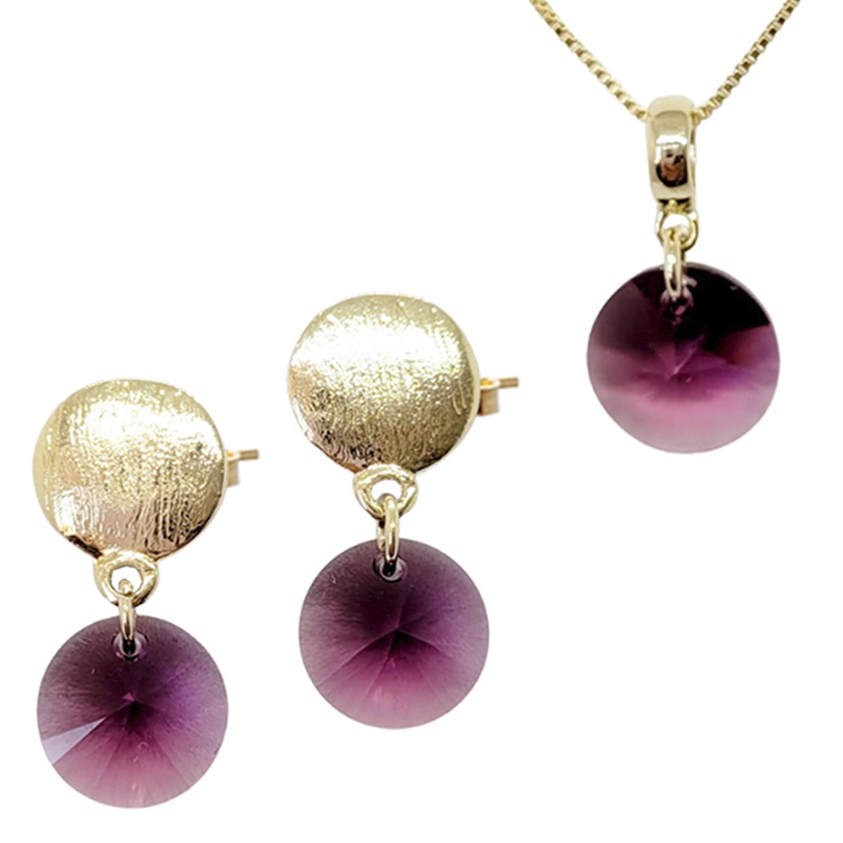 JOYAS MONTERO - Conjunto Amelia Gold 24K creado con cristales de Swarovski® Amethyst