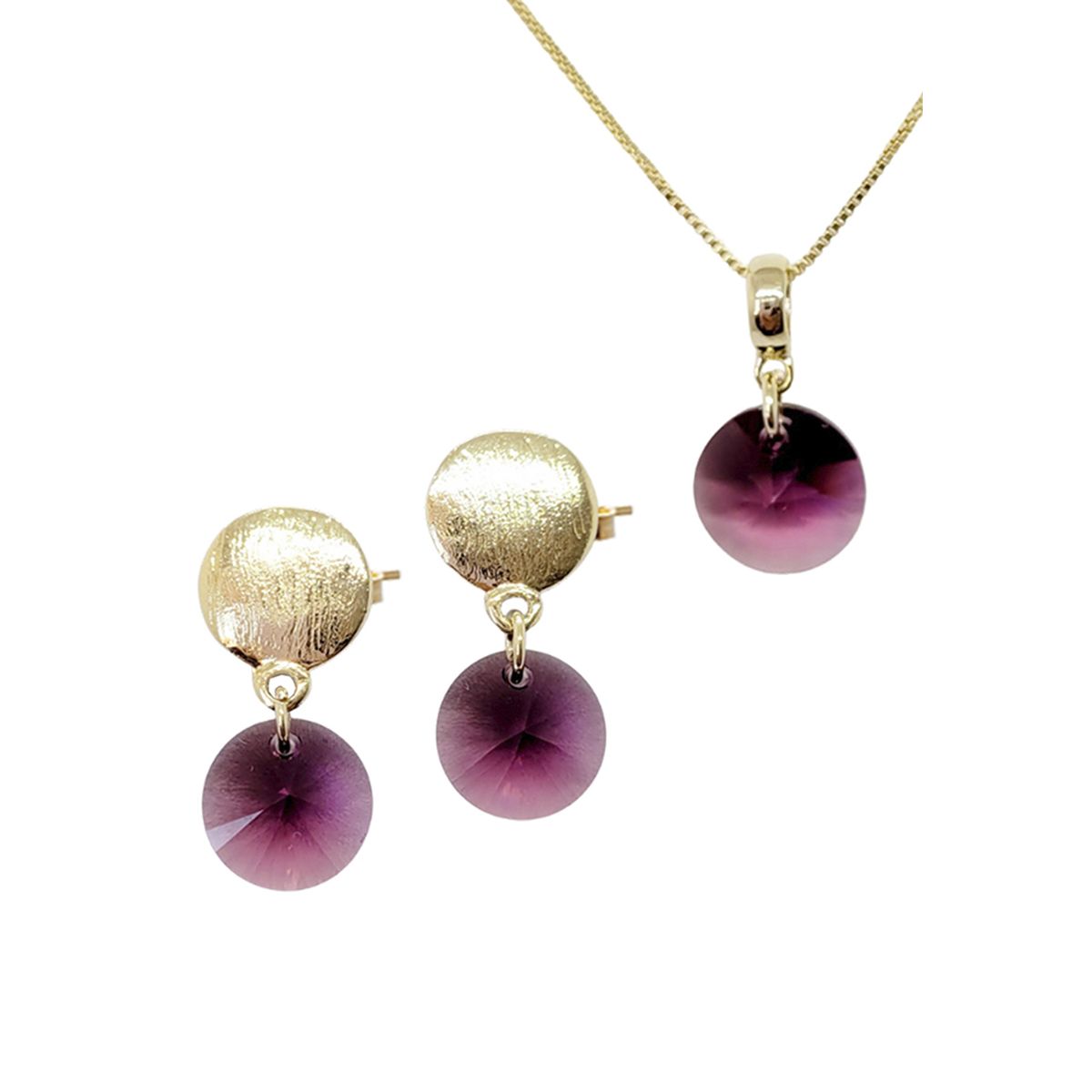 JOYAS MONTERO - Conjunto Amelia Gold 24K creado con cristales de Swarovski® Amethyst