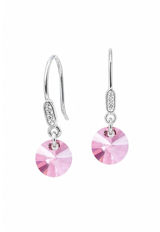 Aros Punto De Luz Circon Plata 925 creado con cristales de Swarovski Antique Pink Rosa TALLA UNICA