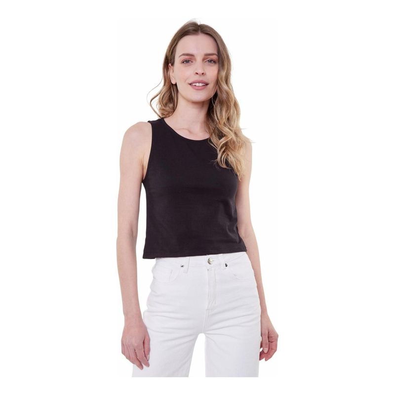 JACINTA TIENDA - Polera Gracia crop II negra Jacinta Tienda