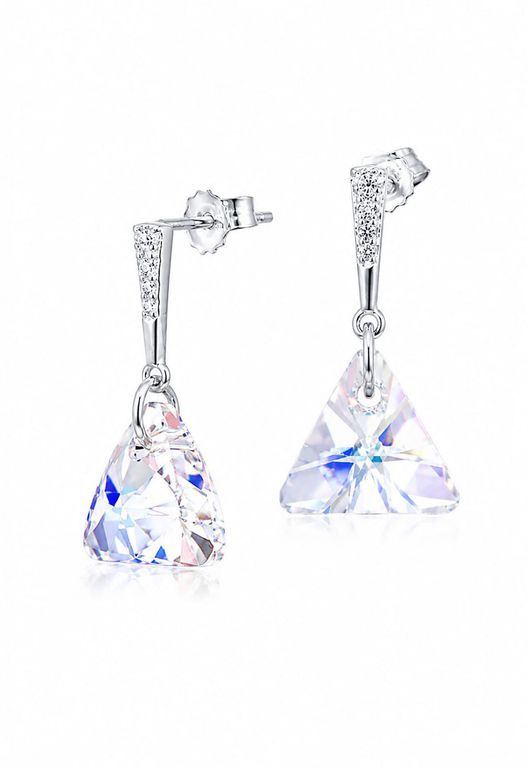 Aros Trinidad Plata 925 creado cristales de Swarovski Aurora Boreal Blanco TALLA UNICA