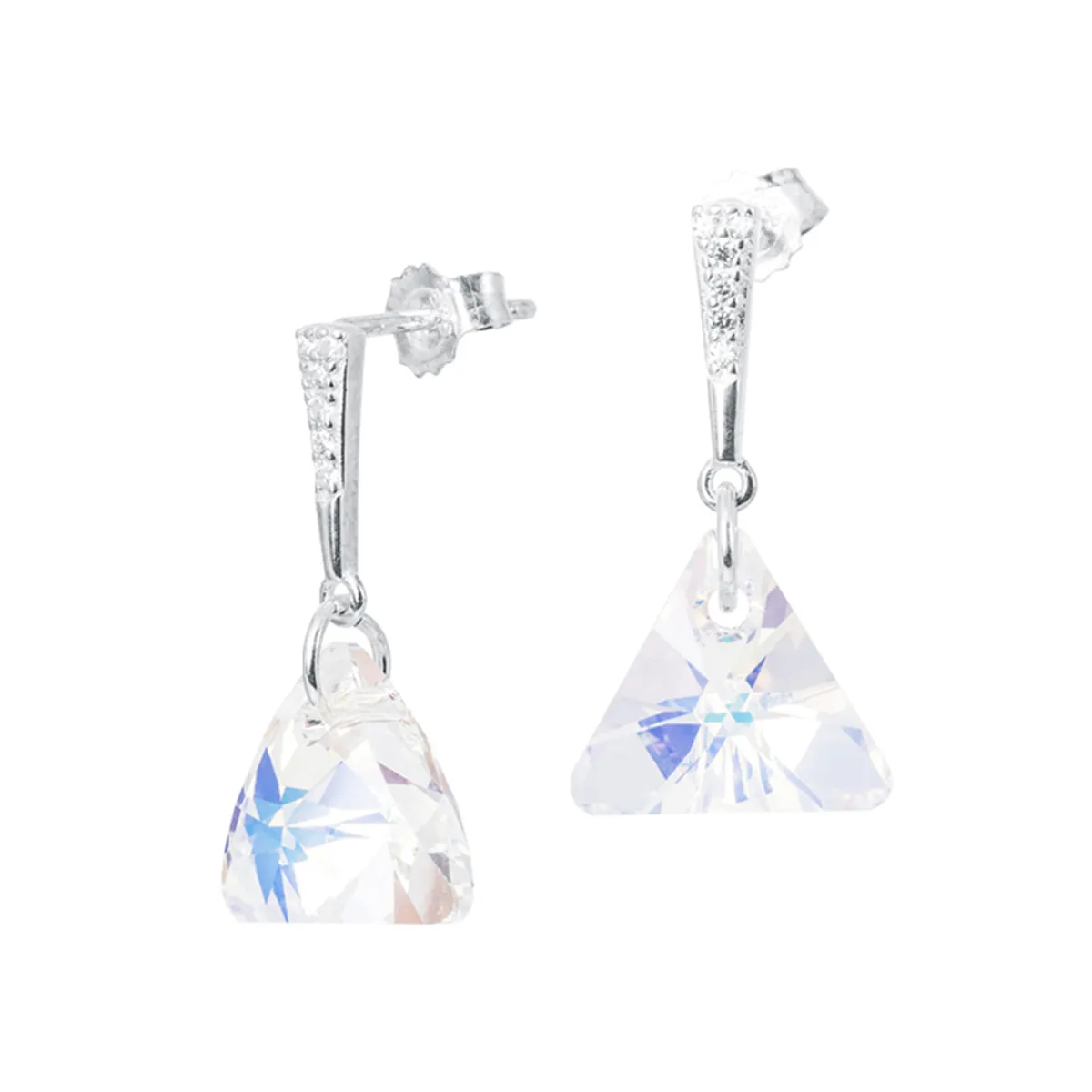 JOYAS MONTERO - Aros Trinidad Plata 925 creado cristales de Swarovski® Aurora Boreal