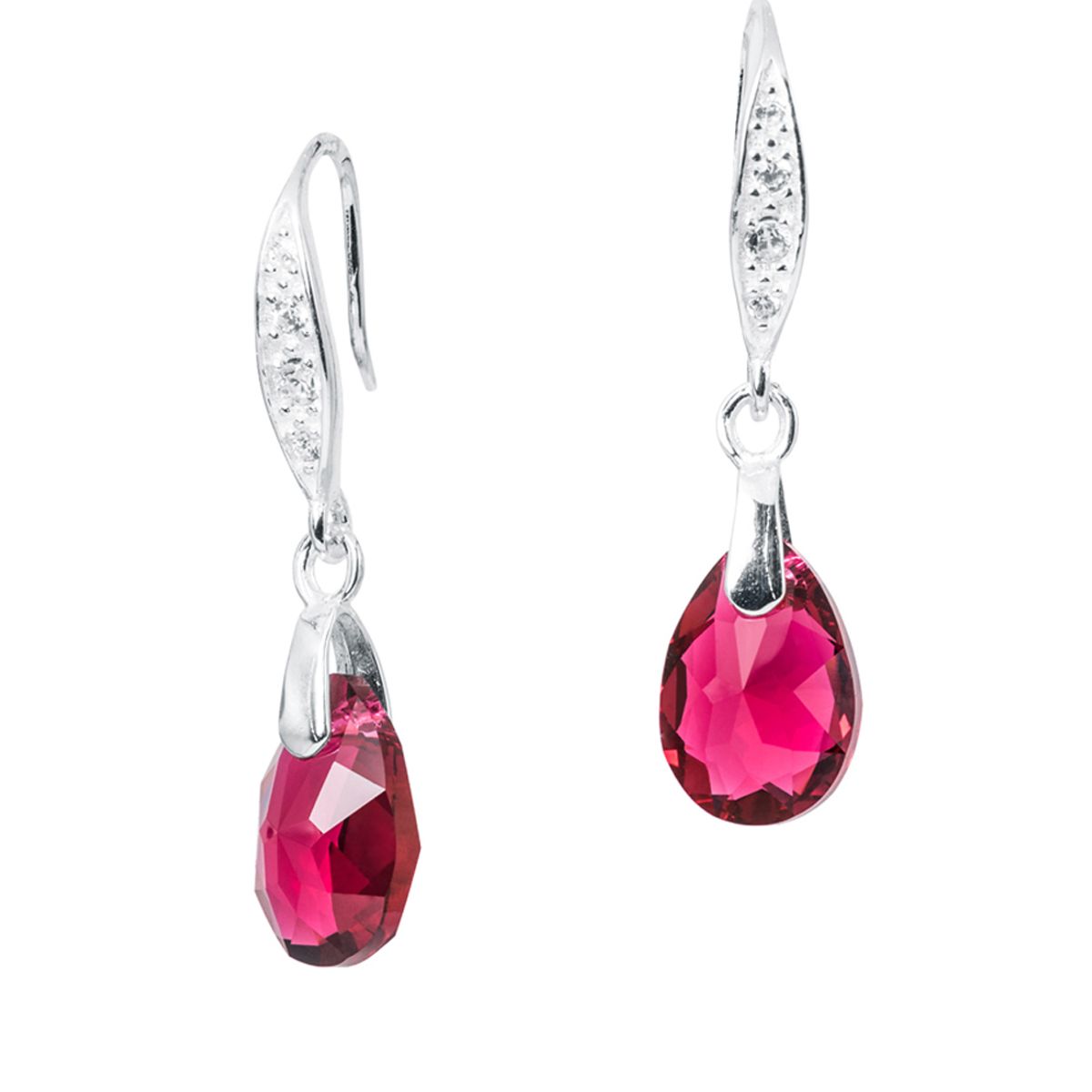 JOYAS MONTERO - Aros Gota De Luz Plata 925  creado con cristales de Swarovski® Scarlet