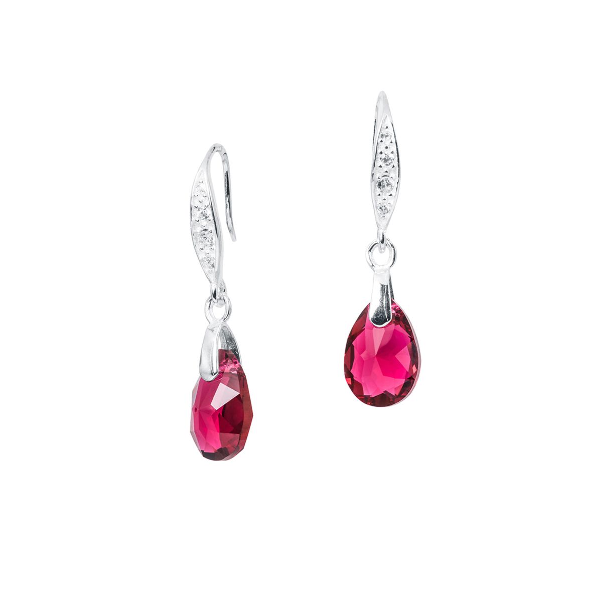 JOYAS MONTERO - Aros Gota De Luz Plata 925  creado con cristales de Swarovski® Scarlet