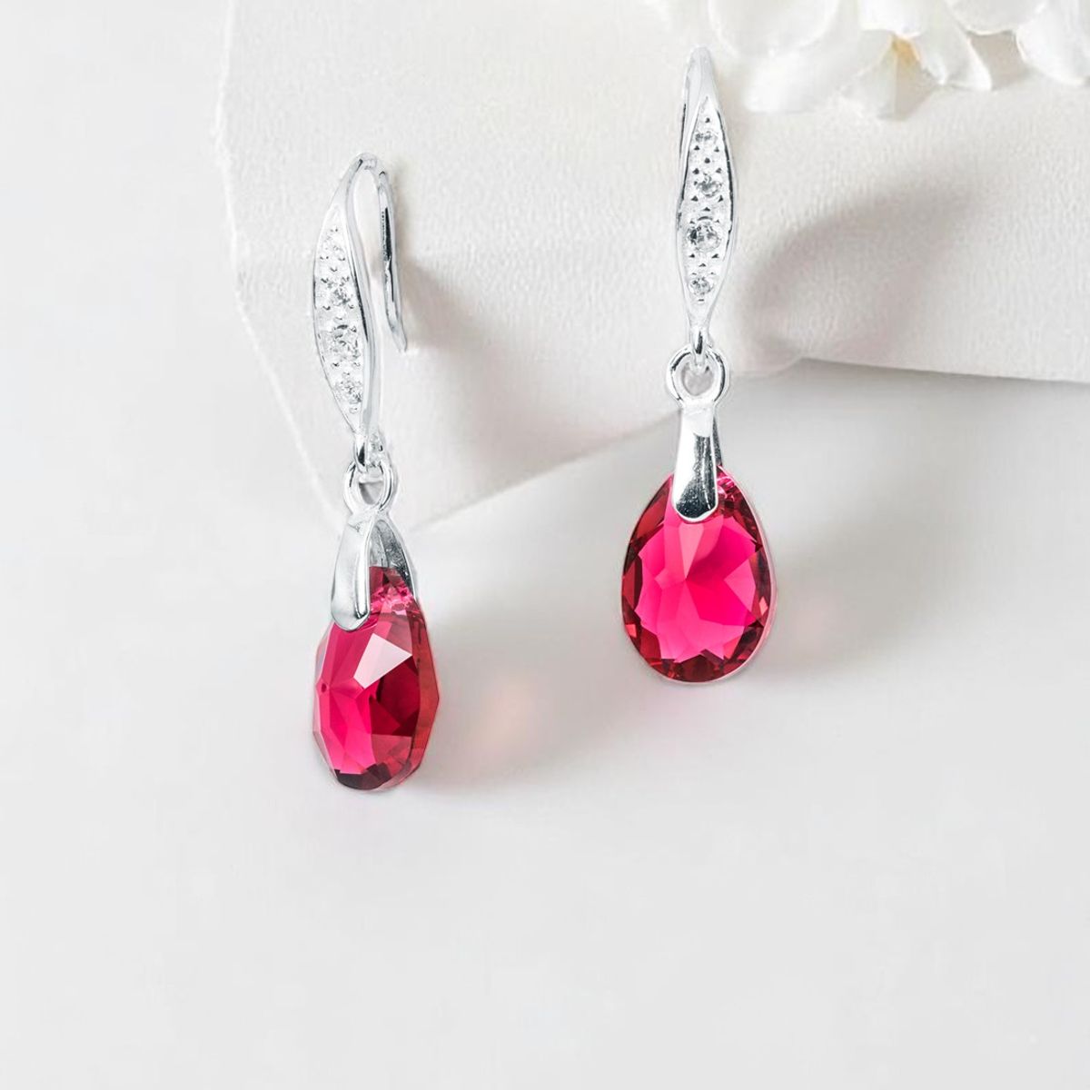 JOYAS MONTERO - Aros Gota De Luz Plata 925  creado con cristales de Swarovski® Scarlet
