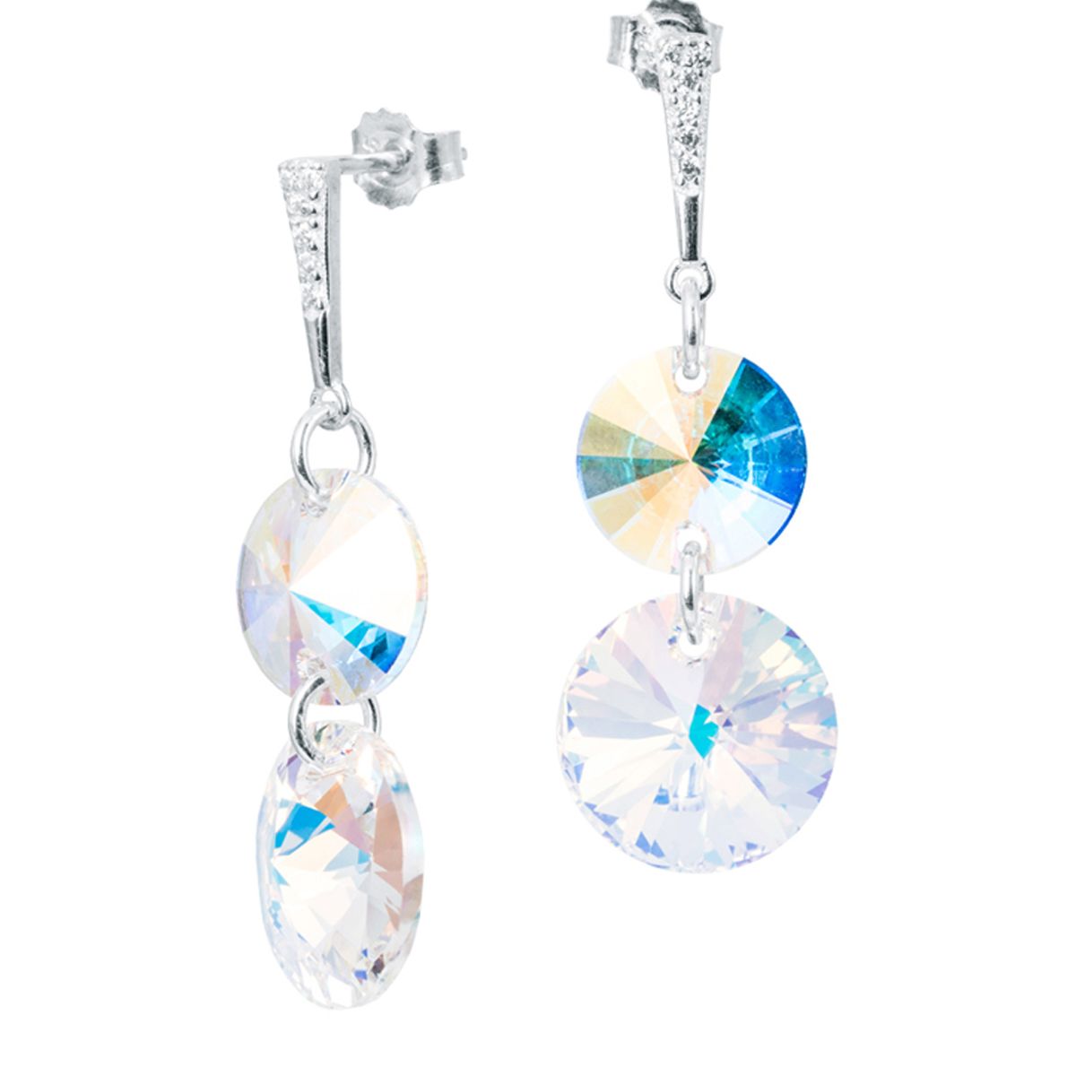 JOYAS MONTERO - Aros Lourdes Plata 925 creado con cristales de Swarovski® Aurora Boreal