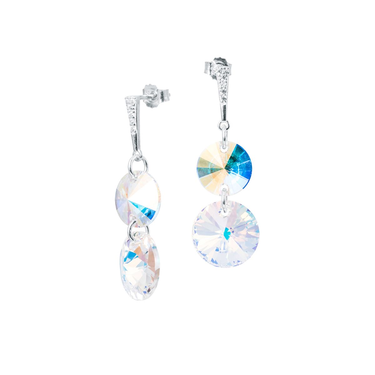 JOYAS MONTERO - Aros Lourdes Plata 925 creado con cristales de Swarovski® Aurora Boreal