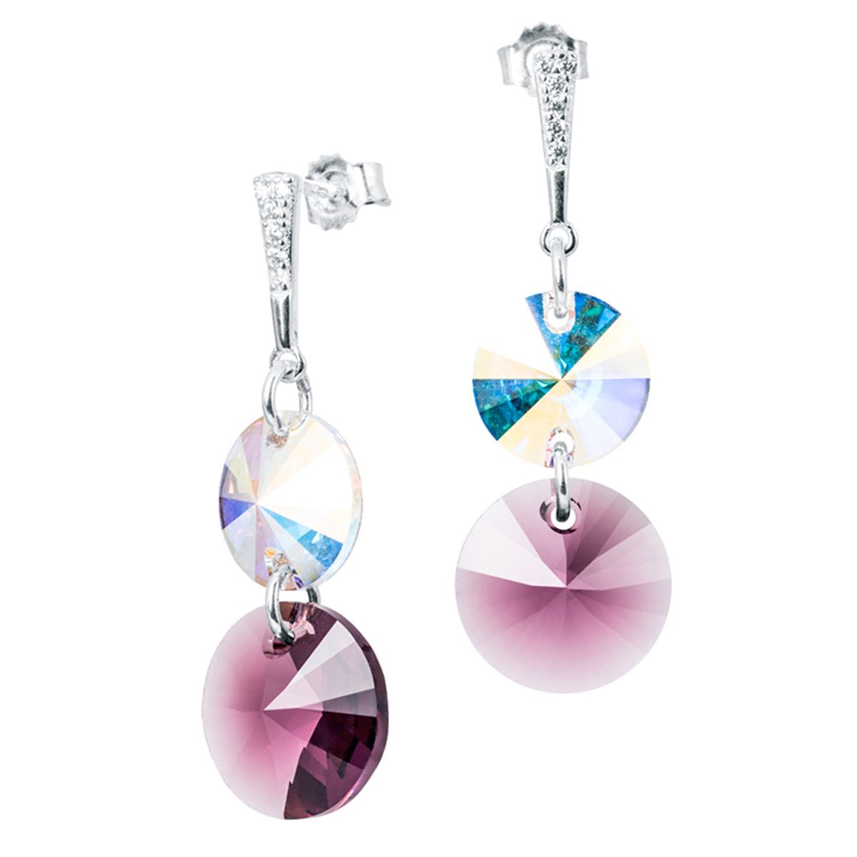 JOYAS MONTERO - Aros Lourdes Plata 925 creado con cristales de Swarovski® Amethyst