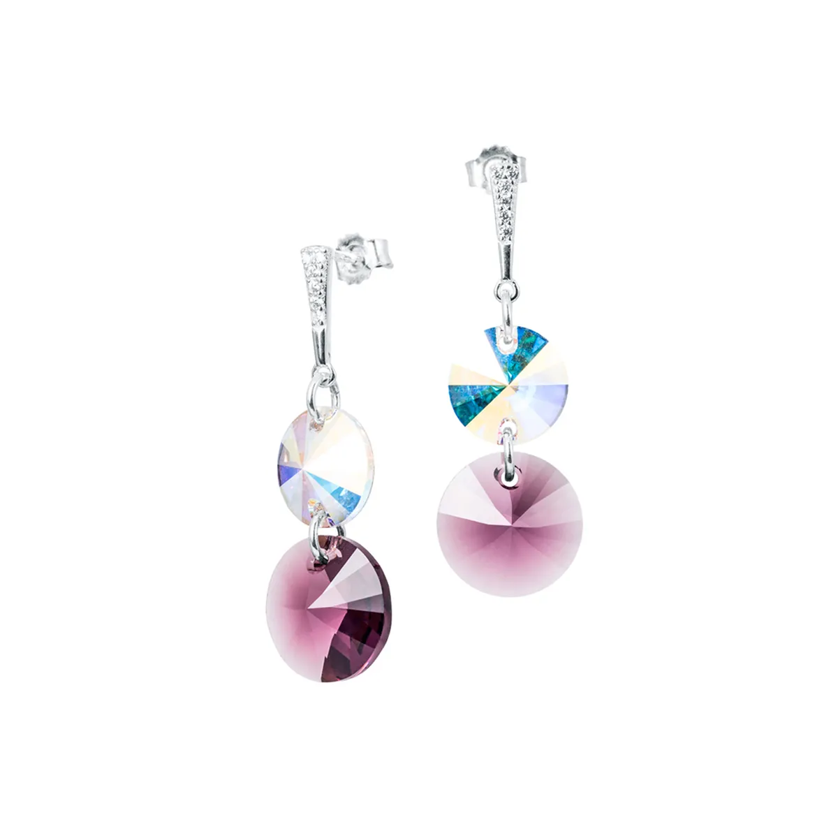 JOYAS MONTERO - Aros Lourdes Plata 925 creado con cristales de Swarovski® Amethyst