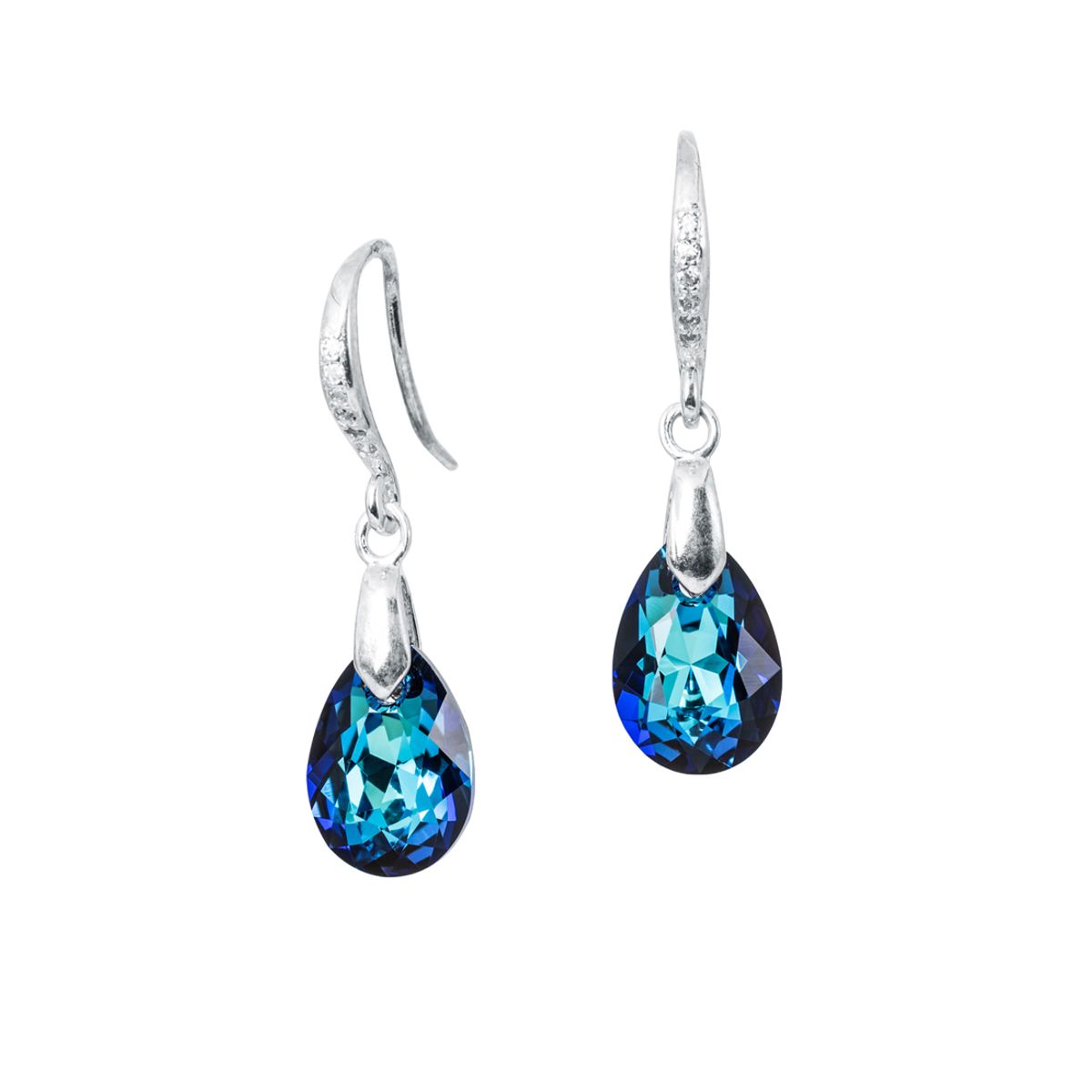 JOYAS MONTERO - Aros Gota de Luz Plata 925  creado con cristales de Swarovski® Bermuda Blue
