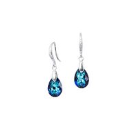 Aros Gota de Luz Plata 925 creado con cristales de Swarovski® Bermuda Blue
