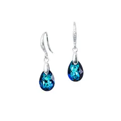 JOYAS MONTERO - Aros Gota de Luz Plata Italiana 925 y Cristal Genuino Bermuda Blue