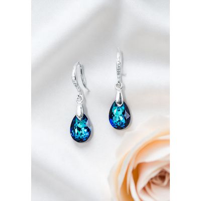 Imagen 2 del producto Aros Gota de Luz Plata 925 creado con cristales de Swarovski® Bermuda Blue