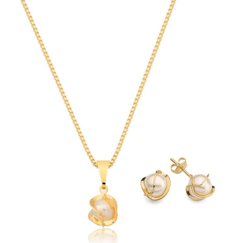 VANITE - Conjunto Mujer Bañado en Oro Pearl White