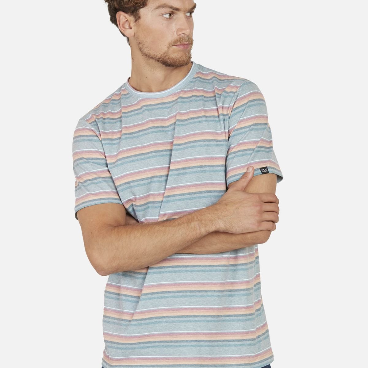 MAUI AND SONS - Polera ROUTE 66 STRIPE SS TEE Hombre Naranja Maui and Sons MAUI AND SONS